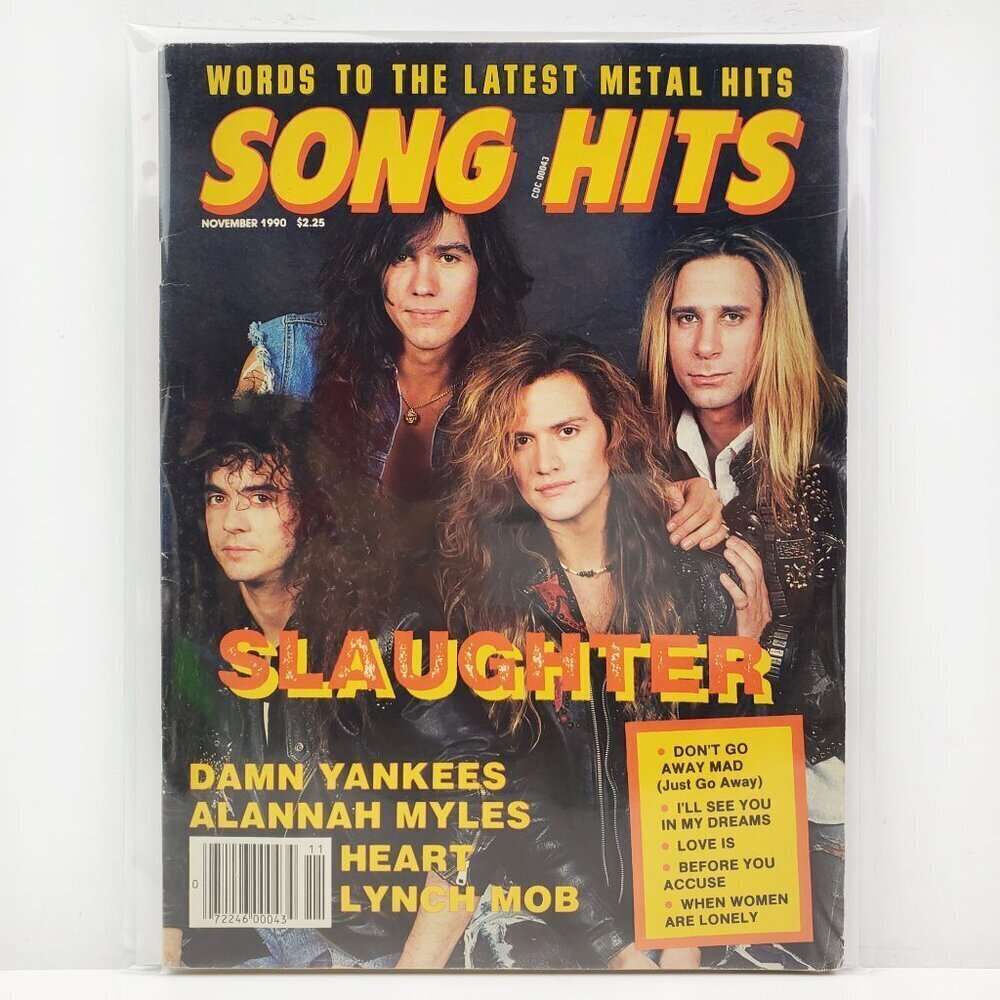 Song Hits Magazine Slaughter Heart Damn Yankees Metal Hits VTG November 1990